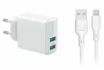 2 x USB 2.4A seinalaadija set + iPhone'i cable