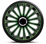 16 lemans pro green black hubcaps /set 4pc/