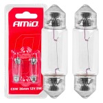 Halogeenpirnid C5W torukujulised 36mm 12V 2pc blister pack amio-03348