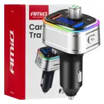 car FM-transmitter 2xUSB-A 1xUSB-C MicroSD 12v 24v amio-04652