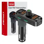 car FM-transmitter 2xUSB-A 1xUSB-C MicroSD 12v 24v amio-04653