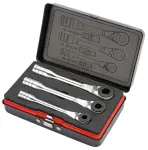 set tools, 6 pc, plug / spindle: 1/2, 1/4, 3/8", adapter; Ratchet  metal case,