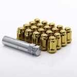 JR Nuts Forged Steel Gold M12x1.25x35 JN2 20mm 60° 20 pcs + Key