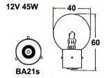 Metallsokliga BULB 12V 45W (BA21s)