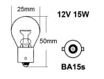 Metallsokliga BULB 12V P15W, BA15s, P22