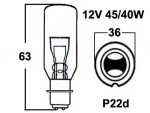 Metallsokliga BULB 12V 45/40W (P22d)