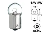 Metallsokliga BULB 12V R5W,  BA15s