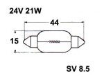 licence plate bulb 24V 15x44mm 21W, (SV8.5)