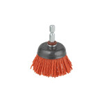 cone brush for drill 65mm x 6mm handle nylon red