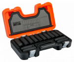 Deep hexagon impact sockets set 10-27mm 14 pcs 1/2"