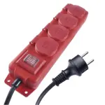Extension cable 10 m / 4 sockets / switch / H07RN-F 1.5 mm², IP44