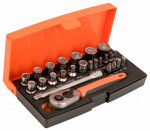 Sockets 4-13mm and bits PH,HEX,TORX set 1/4" 25pcs