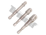 3pc. drill bit adapters set 1/4", 3/8", 1/2" pin triumf