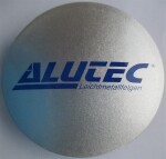 Alutec Wheel Cap 60mm Silver with Blue lettering N24 9N24ALUTEC