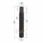 M14x1.5x62+15 Stud 1 pcs (PRD82CH5)