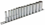 sockets long 3/8" 13-pc, 7-21 mm