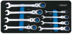 Ring Open End rachet wrench, rotating head, inch-size, 8-pc