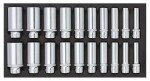 stand with tools, plug / spindle: 1/2", (SFS) soft content, number tools: 20 pc, type tools: ühetaolised, socket/i; socket/i 6- Point: 10; 11; 12; 13; 14; 15; 16; 17; 18; 19; 20; 21; 22; 23;