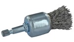 End brush for drill, crimped steel wire 0,35mm, Ø22mm, HEXA shank