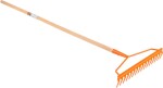 metal rake 16 tines wooden handle