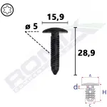 upholstery dowel (application: front grille, ceiling upholstery, fender, door handle, quantity in package: 10 pcs.) suitable for: citroen, opel, peugeot