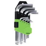 9pc. l-hexagonal wrench. set 1.5. 2. 2.5. 3. 4. 5. 6. 8. 10mm short ball head jbm