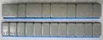 ALU Fe adhesive balancing weights (h=4mm) 5g*4pcs.+10g*4pcs. (60gr), grey, 100strips/pack.