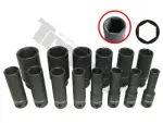 14- os. 1/2" long Impact Socket set 10-32mm triumf