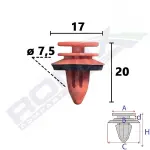 upholstery fastener suitable for: SKODA ENYAQ IV, KAMIQ, OCTAVIA IV, SCALA, SUPERB IV, VW PASSAT B9, SCIROCCO III, TIGUAN 05.08-