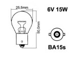 Metallsokliga BULB 6V 15W (BA15s)