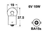 Metallsokliga BULB 6V 10W (BA15s)