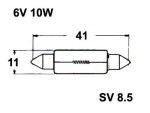 licence plate bulb 6V 10W (sV8.5)