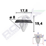 upholstery fastener (application: mud fender, wheel arch laiendajad, quantity in packing: 10 pc.) suitable for: AUDI Q3 F3, Q5 FY, SKODA ENYAQ iV, VW ID.3, T-CROSS 01.17-