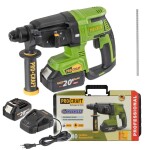 battery-rotary hammer Procraft PHA40 SDS-Plus, 20V (without brushes, 2.6 J, 2x4.0Ah battery, charger, case)