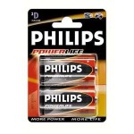 battery, PHILIPS POWERLIFE, D, 1.5V, 2pc