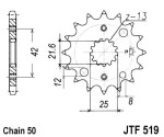 for motorcycles chain ratchet front JT 15 teeth