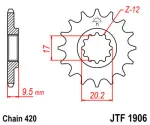 for motorcycles chain ratchet front JT 12 teeth, KTM 60 SX, 65 SX, 98-03