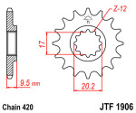 for motorcycles chain ratchet front JT 14 teeth, KTM 85 SX 04-06