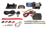 winch for ATV; pulling power 907kg; 0,9KM; voltage 12V; transmission planetary; transistor decreasing 153:1; type to the wire rope steel 15m; type brake automatic