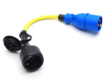 Adapter Schuko male > CEE male, yellow 30cm