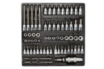 set 62 pc adapters bit sockets HEX, TORX, E-Torx with löökkruvikeerajaga in box for tool trolley