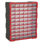 Closet car garage, black- red, wide. 380 mm, Pik. 160 mm, height 475 mm, number drawers: 60,