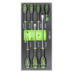 7-part. screwdriver set. Slotted. pu/carbon panel jbm