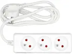 electrical Extension cable, white, 3 with ground Socket Plug, 1,5m