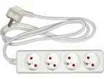 Electrical Extension cable, white, 4 with ground Socket Plug, 1,5 m
