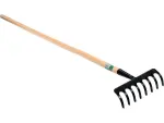 8-haruline metal rake wooden handle