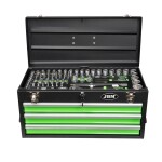 143-part. 1/2"+1/4" tool set in "steelcase" drawer box, etc