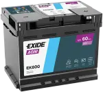EXIDE Starter Battery AGM 12V 60Ah 680A EK600