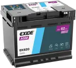 EXIDE  Käivitusaku AGM 12V 62Ah 680A EK620