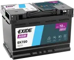EXIDE Starter Battery AGM 12V 72Ah 760A EK720